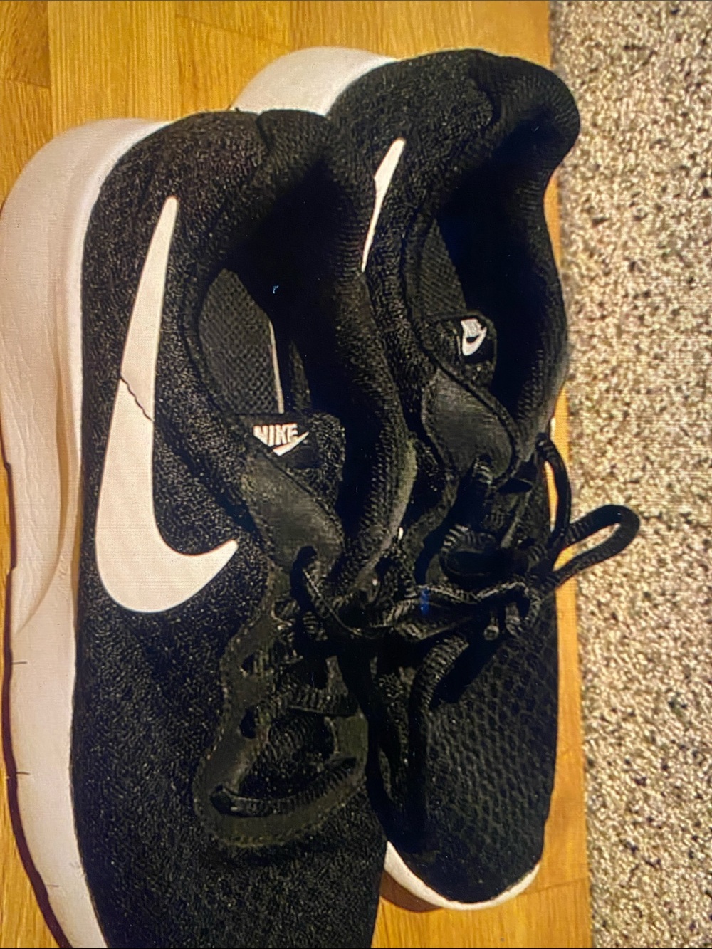 Nike Kids Black & White Mesh Running Sneakers